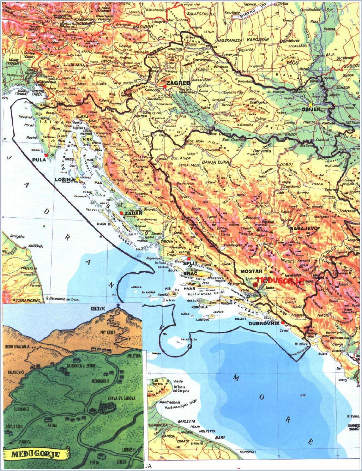 kaart medjugorje Bosnia ja Hertsegoviina
