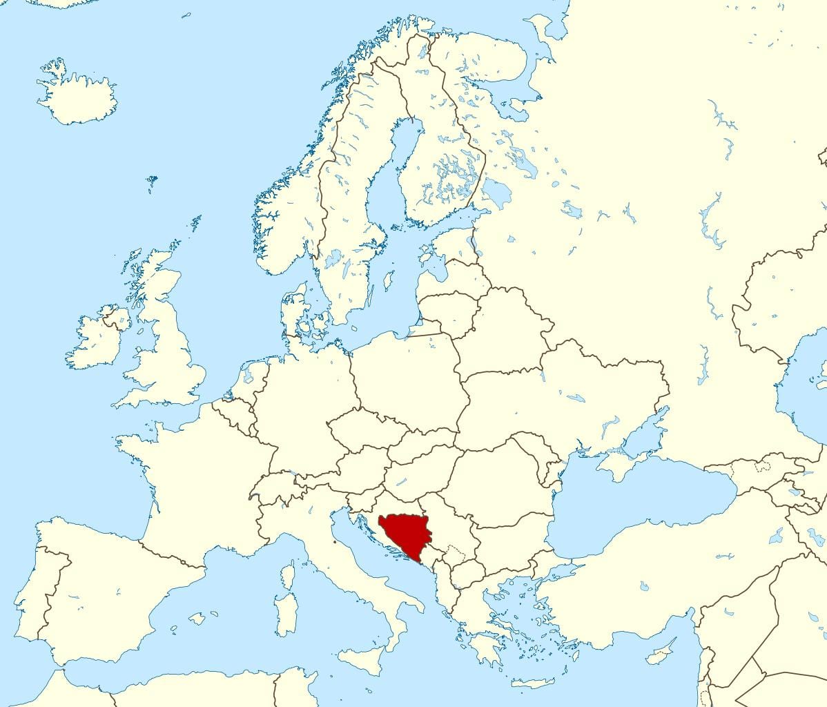 Map Bosnia asukoha kohta maailmas