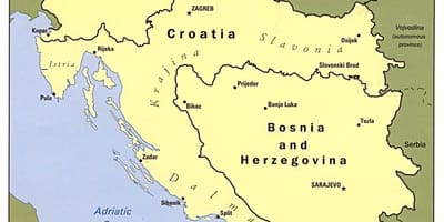Map Bosnia ja Hertsegoviina ning ümbruskonna riikidest